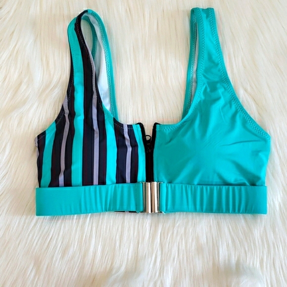 New Highwaisted Stiped Print Bikini Set Swimsuit - Picture 7 of 8